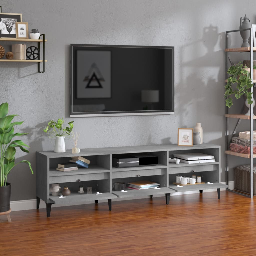 vidaXL TV Cabinet Concrete Grey 150x30x44.5 cm Engineered Wood