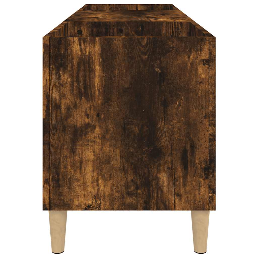 Record Cabinet Smoked Oak 121x38x48 cm Engineered Wood