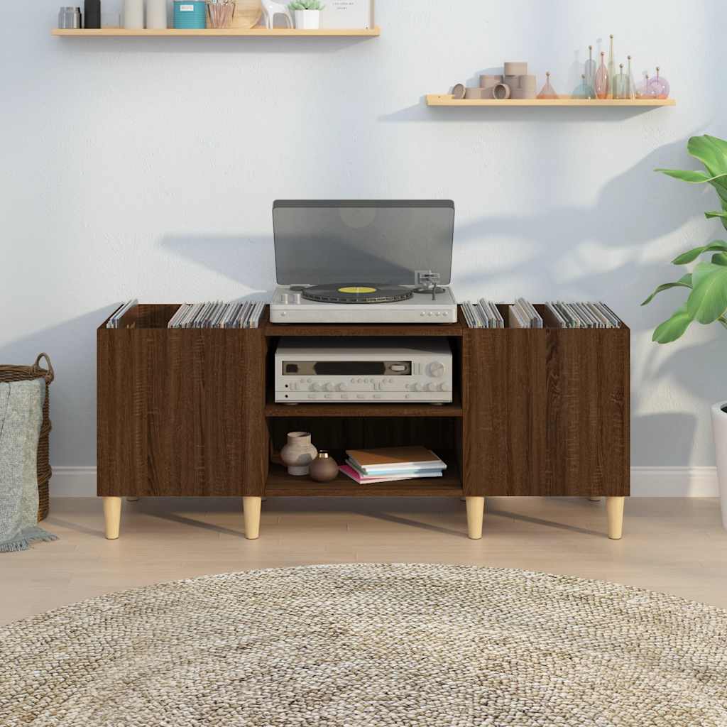 Record Cabinet Brown Oak 121x38x48 cm Engineered Wood