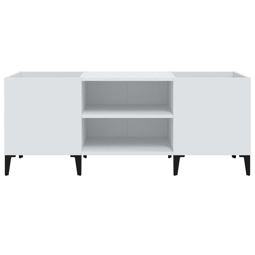 Record Cabinet White 121x38x48 cm Engineered Wood