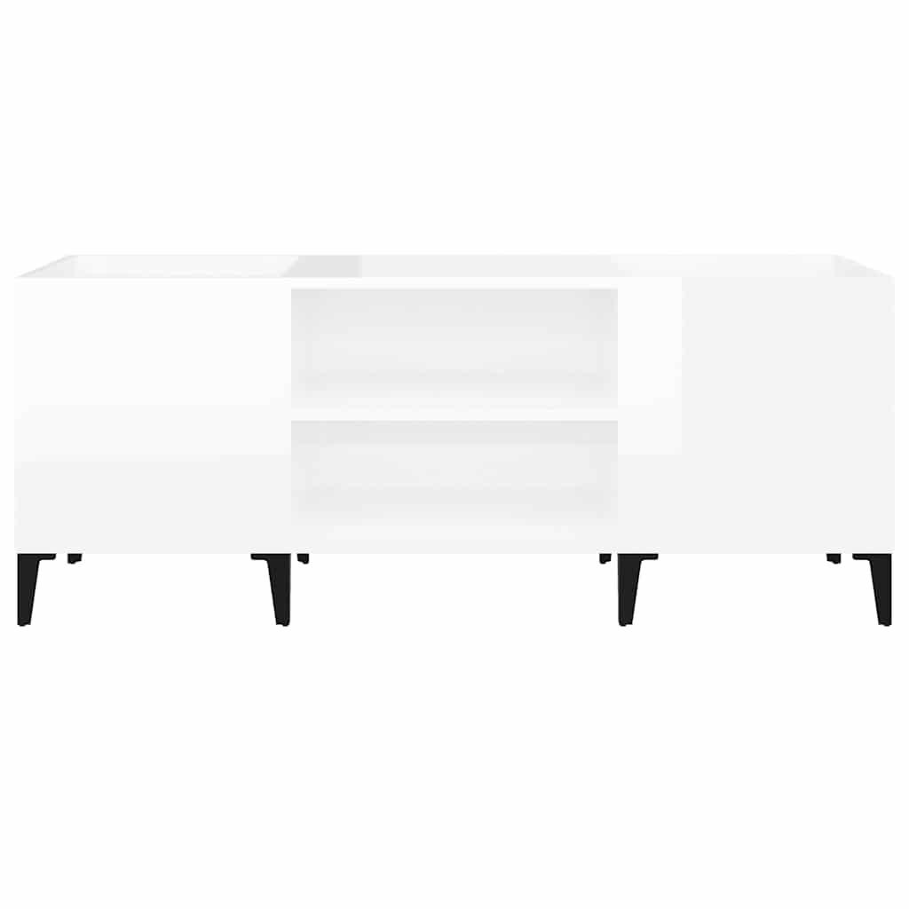 Record Cabinet High Gloss White 121x38x48 cm Engineered Wood