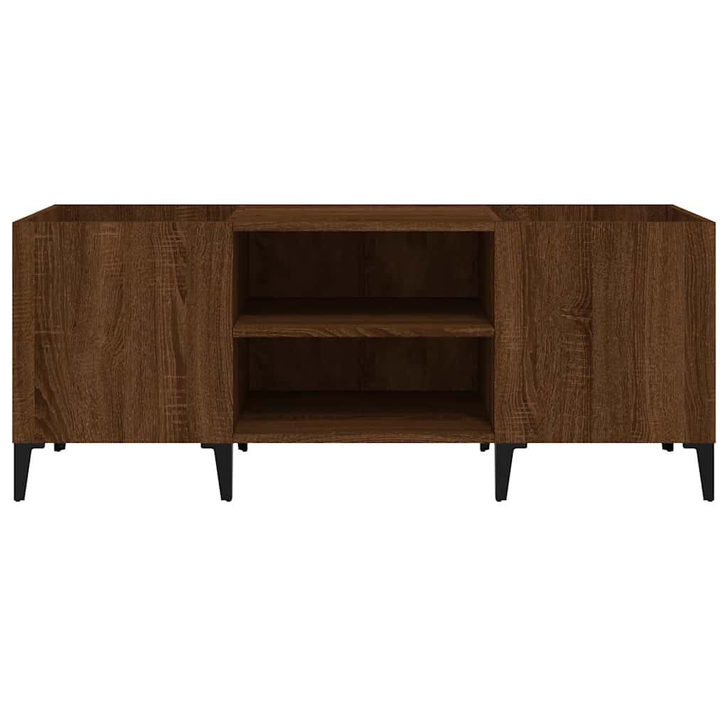 Record Cabinet Brown Oak 121x38x48 cm Engineered Wood