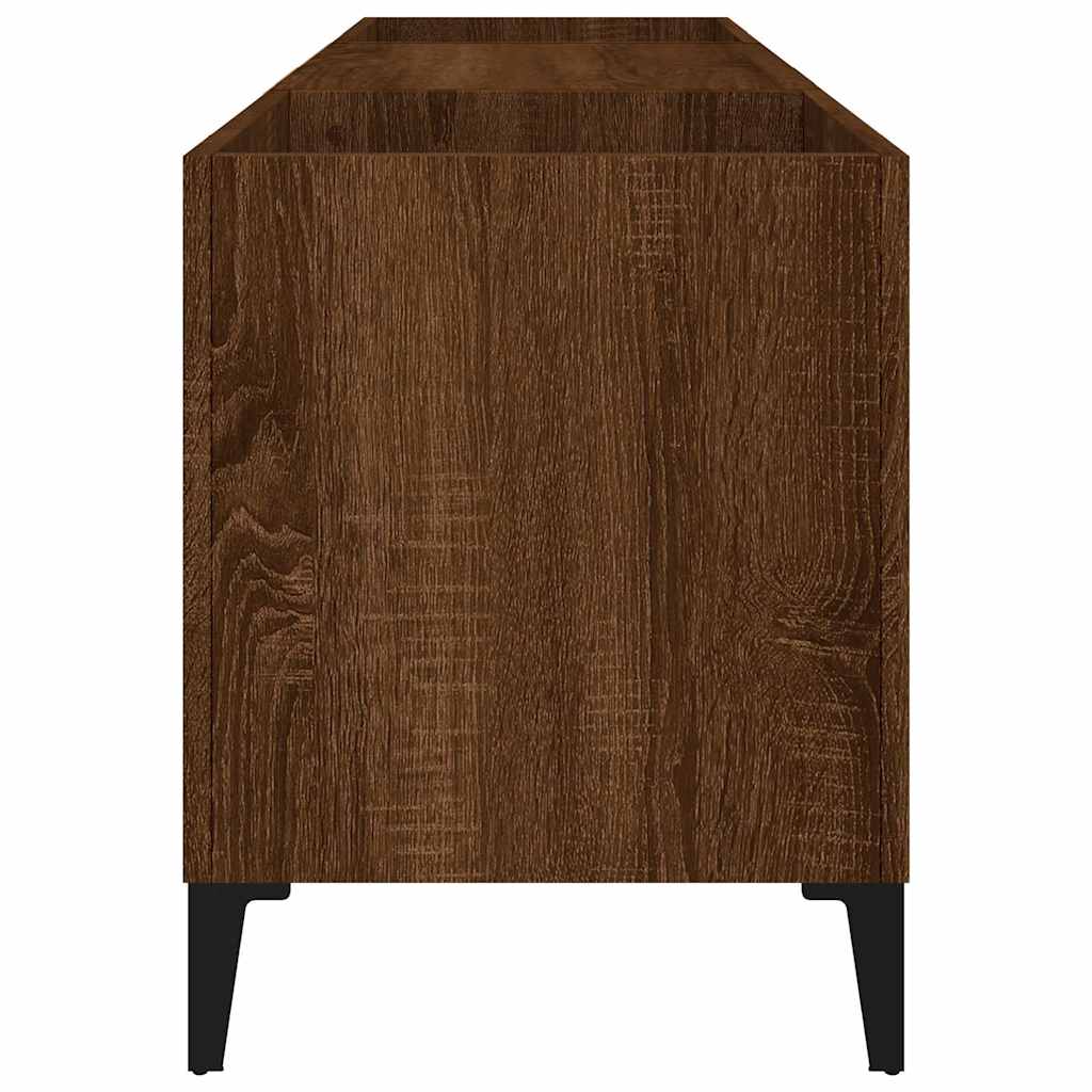 Record Cabinet Brown Oak 121x38x48 cm Engineered Wood