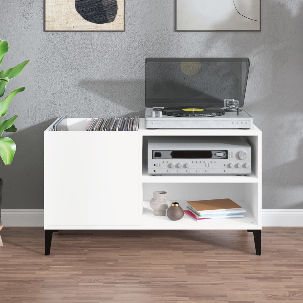 Record Cabinet White 84,5x38x48 cm Engineered Wood