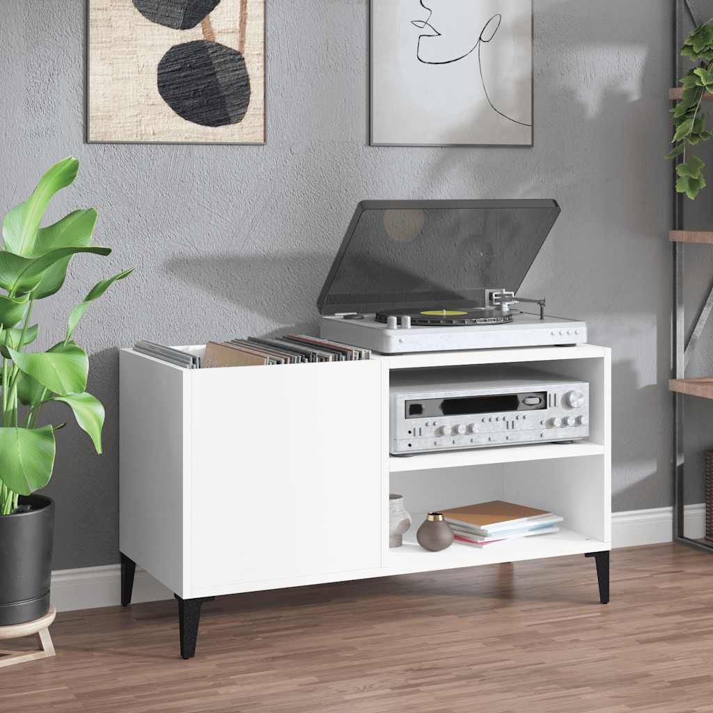 Record Cabinet White 84,5x38x48 cm Engineered Wood