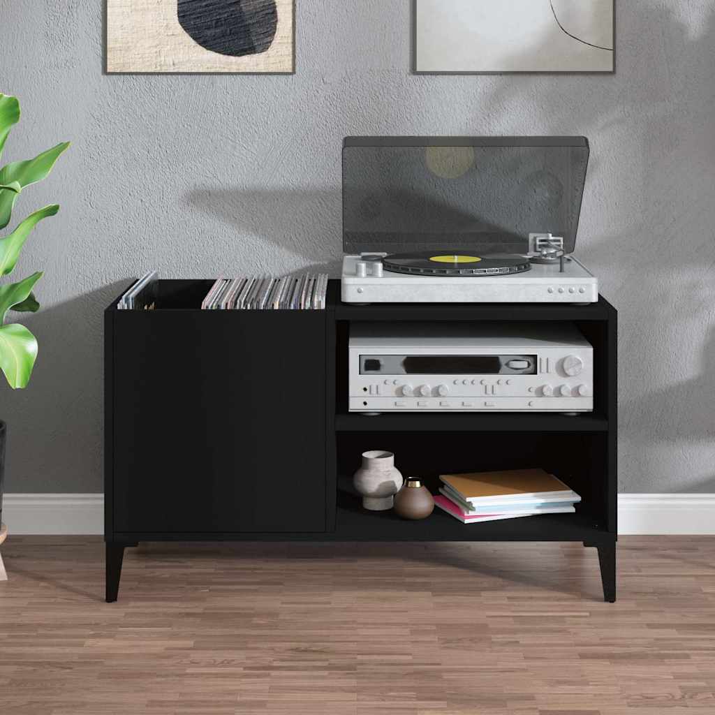 Record Cabinet Black 84,5x38x48 cm Engineered Wood