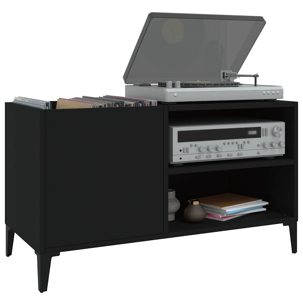 Record Cabinet Black 84,5x38x48 cm Engineered Wood