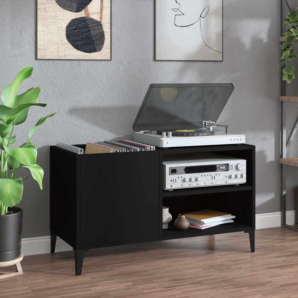 Record Cabinet Black 84,5x38x48 cm Engineered Wood
