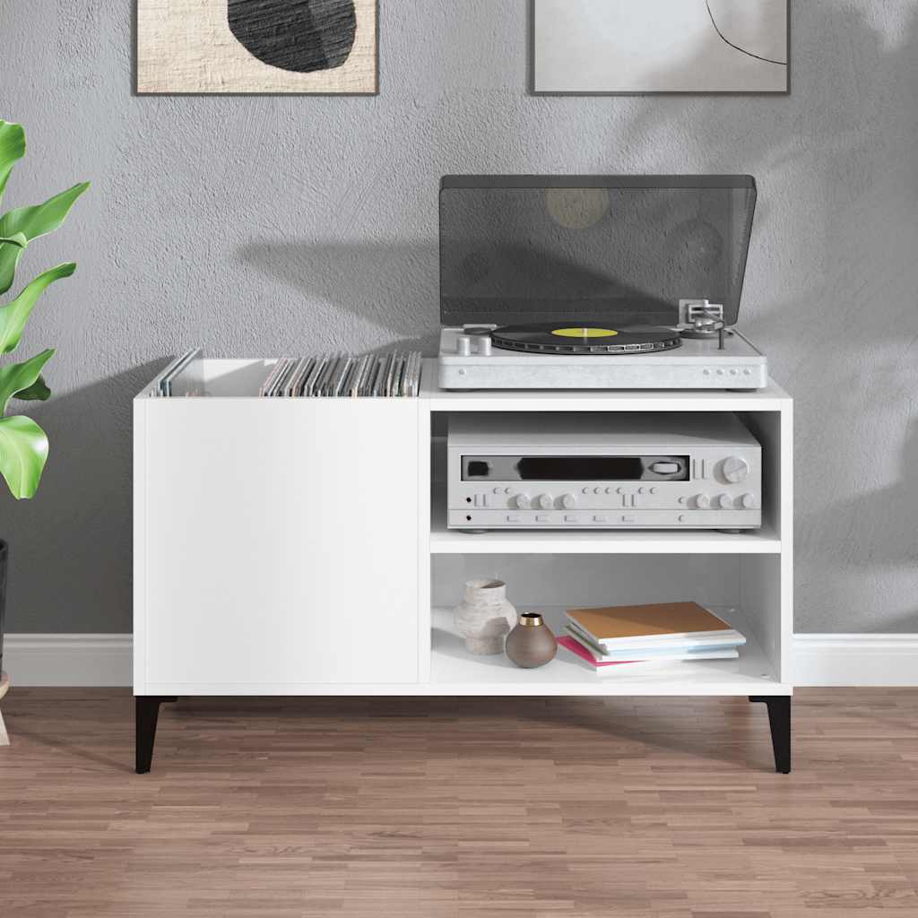 Record Cabinet High Gloss White 84,5x38x48 cm Engineered Wood