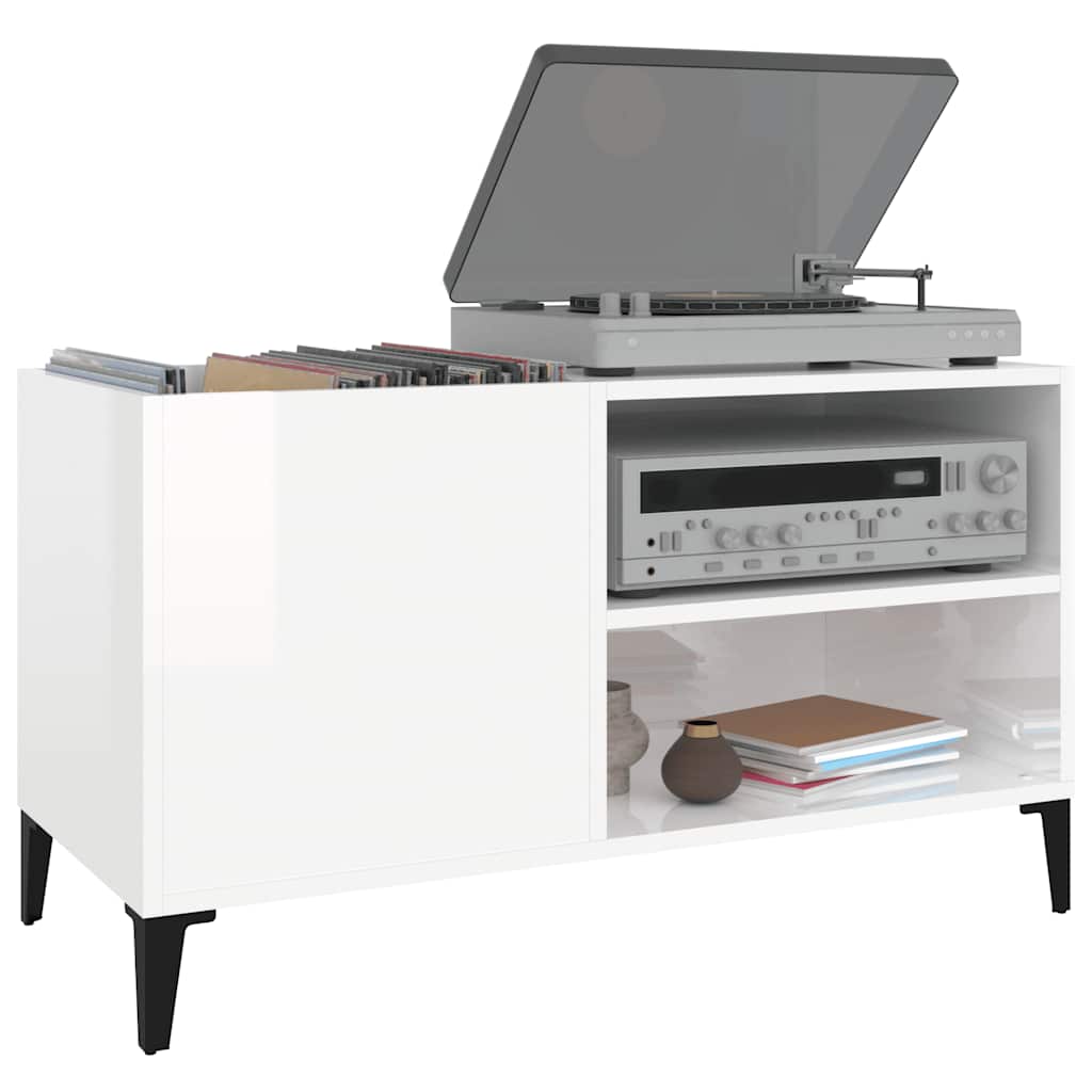 Record Cabinet High Gloss White 84,5x38x48 cm Engineered Wood