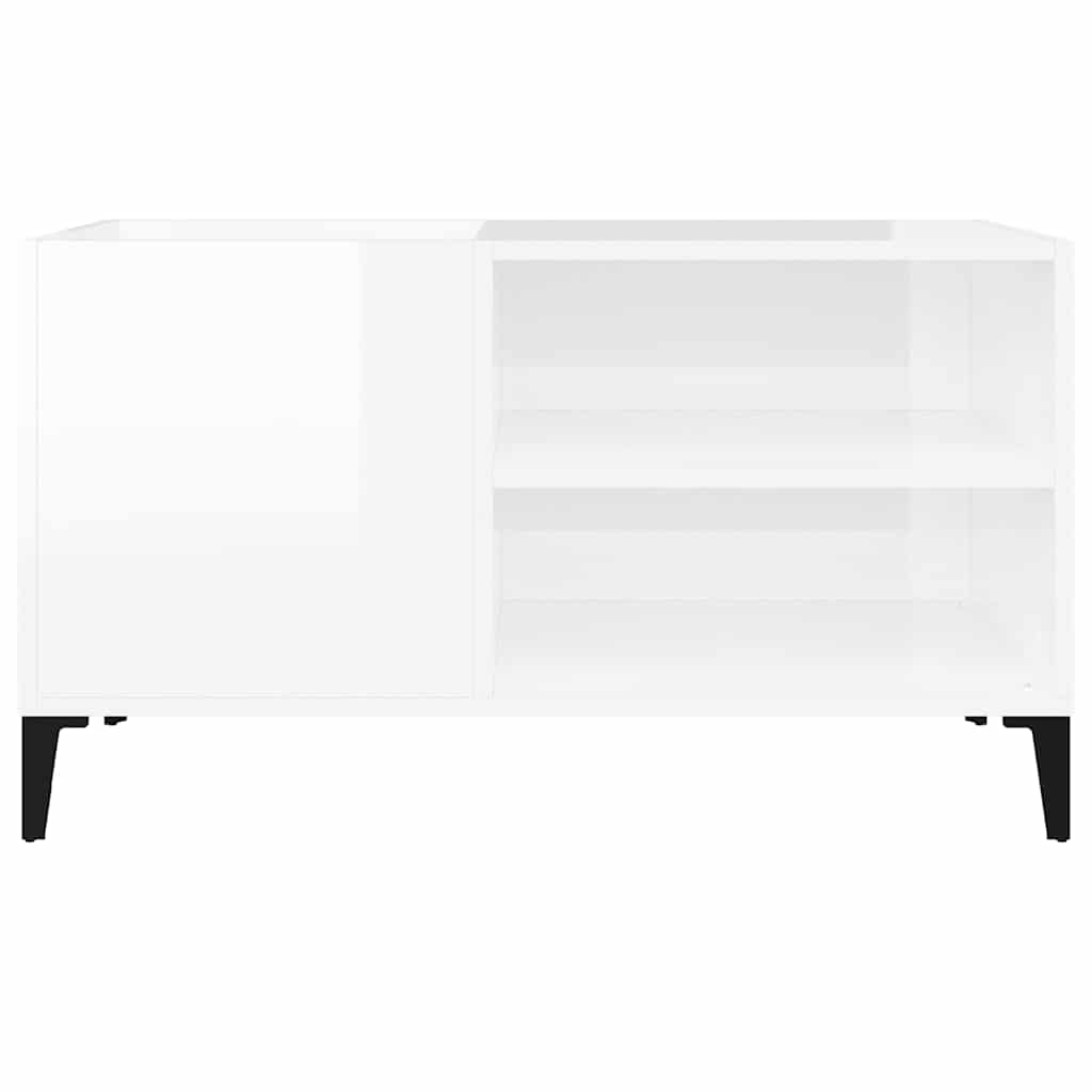 Record Cabinet High Gloss White 84,5x38x48 cm Engineered Wood