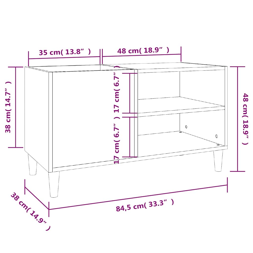 Record Cabinet Sonoma Oak 84,5x38x48 cm Engineered Wood