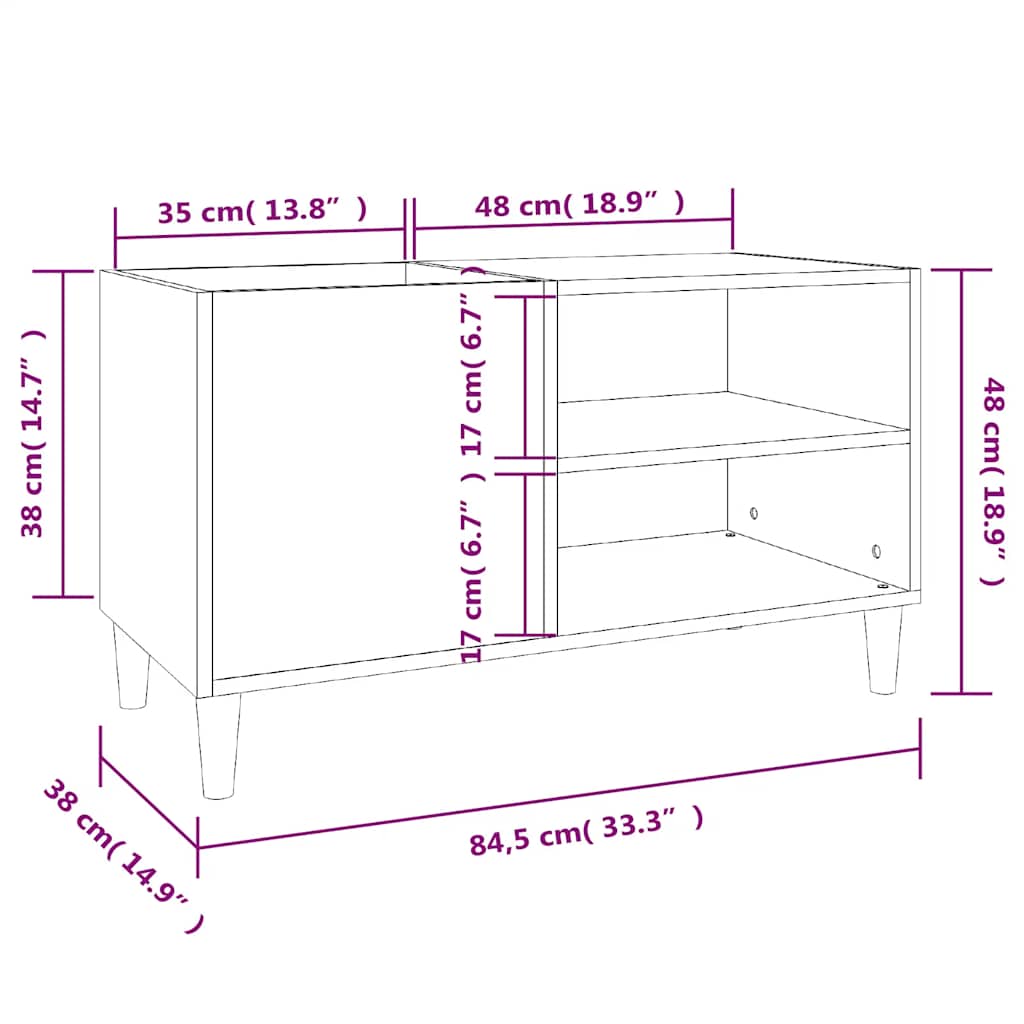 Record Cabinet Concrete Grey 84,5x38x48 cm Engineered Wood