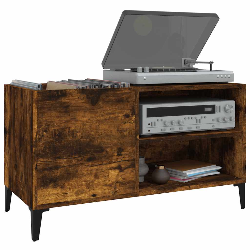 Record Cabinet Smoked Oak 84,5x38x48 cm Engineered Wood