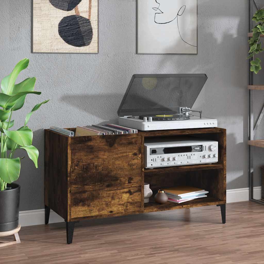 Record Cabinet Smoked Oak 84,5x38x48 cm Engineered Wood
