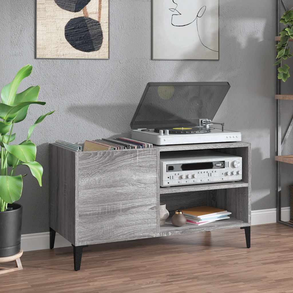 Record Cabinet Grey Sonoma 84,5x38x48 cm Engineered Wood
