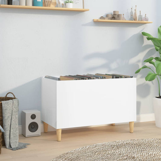 vidaXL Record Cabinet High Gloss White 74.5x38x48 cm Engineered Wood