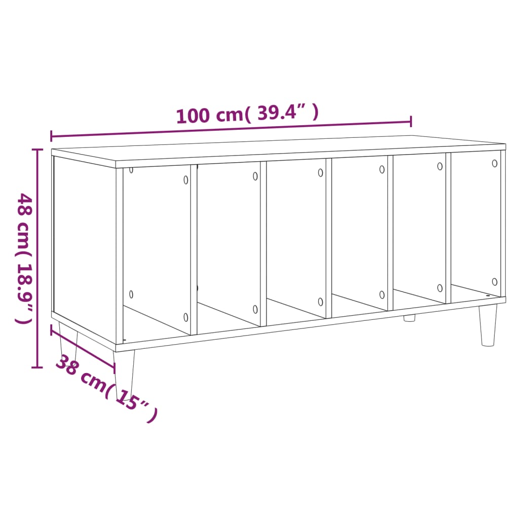 Record Cabinet | Grey Sonoma | Engineered wood, Solid eucalyptus wood