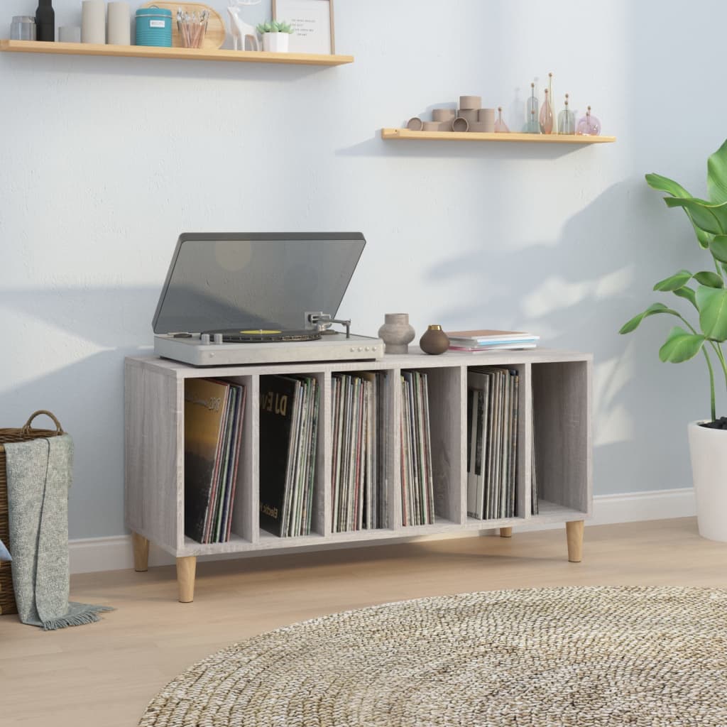 Record Cabinet | Grey Sonoma | Engineered wood, Solid eucalyptus wood