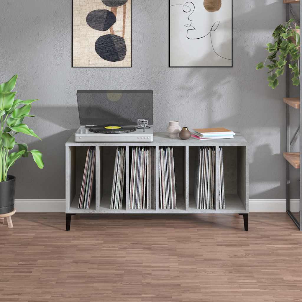 Record Cabinet Concrete Grey 100x38x48 cm Engineered Wood