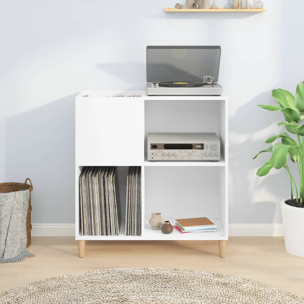 Record Cabinet White 84,5x38x89 cm Engineered Wood
