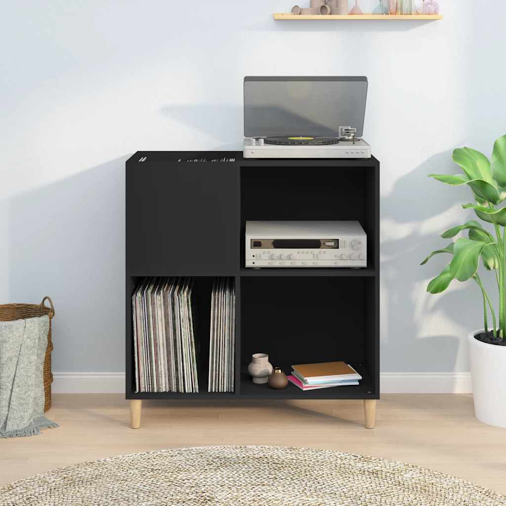 Record Cabinet Black 84,5x38x89 cm Engineered Wood
