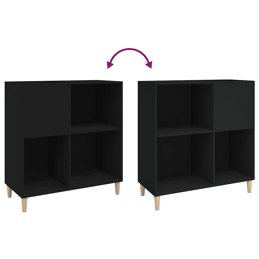 Record Cabinet Black 84,5x38x89 cm Engineered Wood