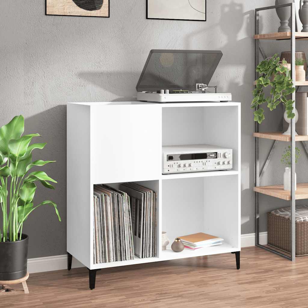 Record Cabinet White 84,5x38x89 cm Engineered Wood