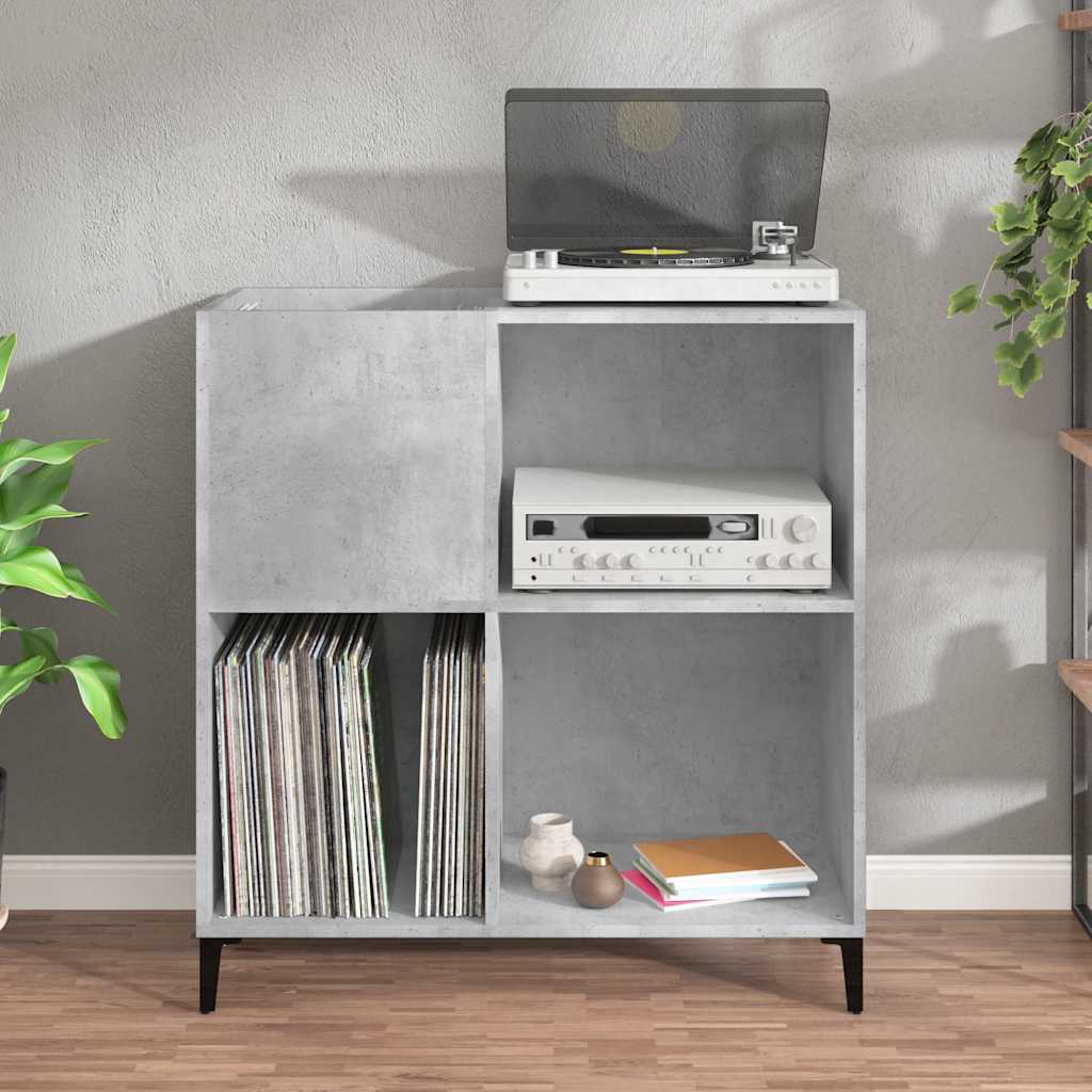 Record Cabinet Concrete Grey 84,5x38x89 cm Engineered Wood