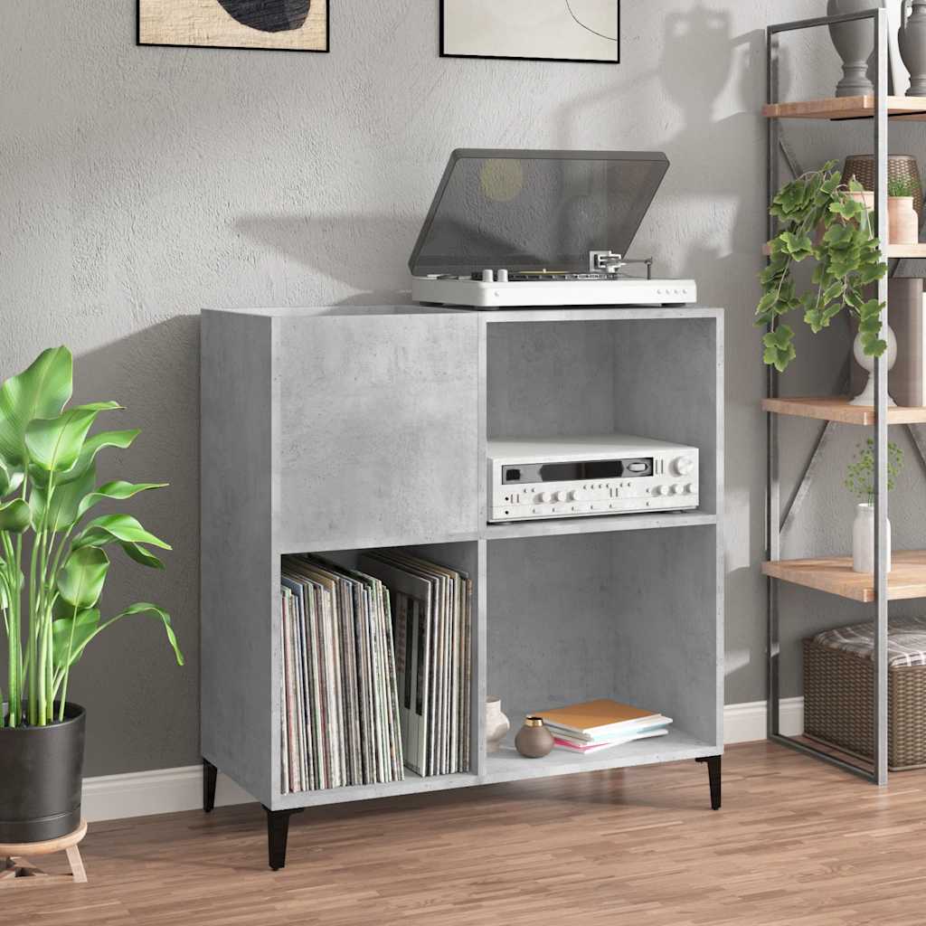 Record Cabinet Concrete Grey 84,5x38x89 cm Engineered Wood