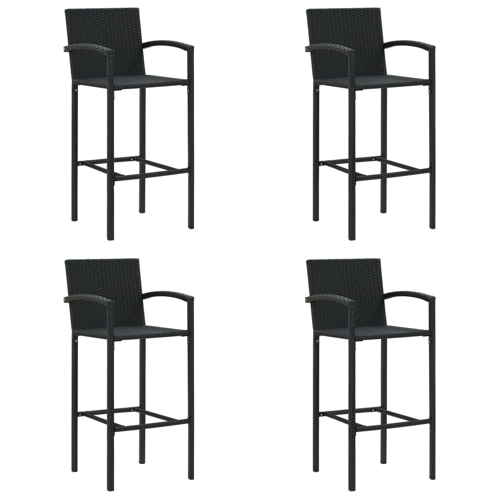 Garden Bar Set | Black | PE rattan | Medium | Footrest | Bar Table Set