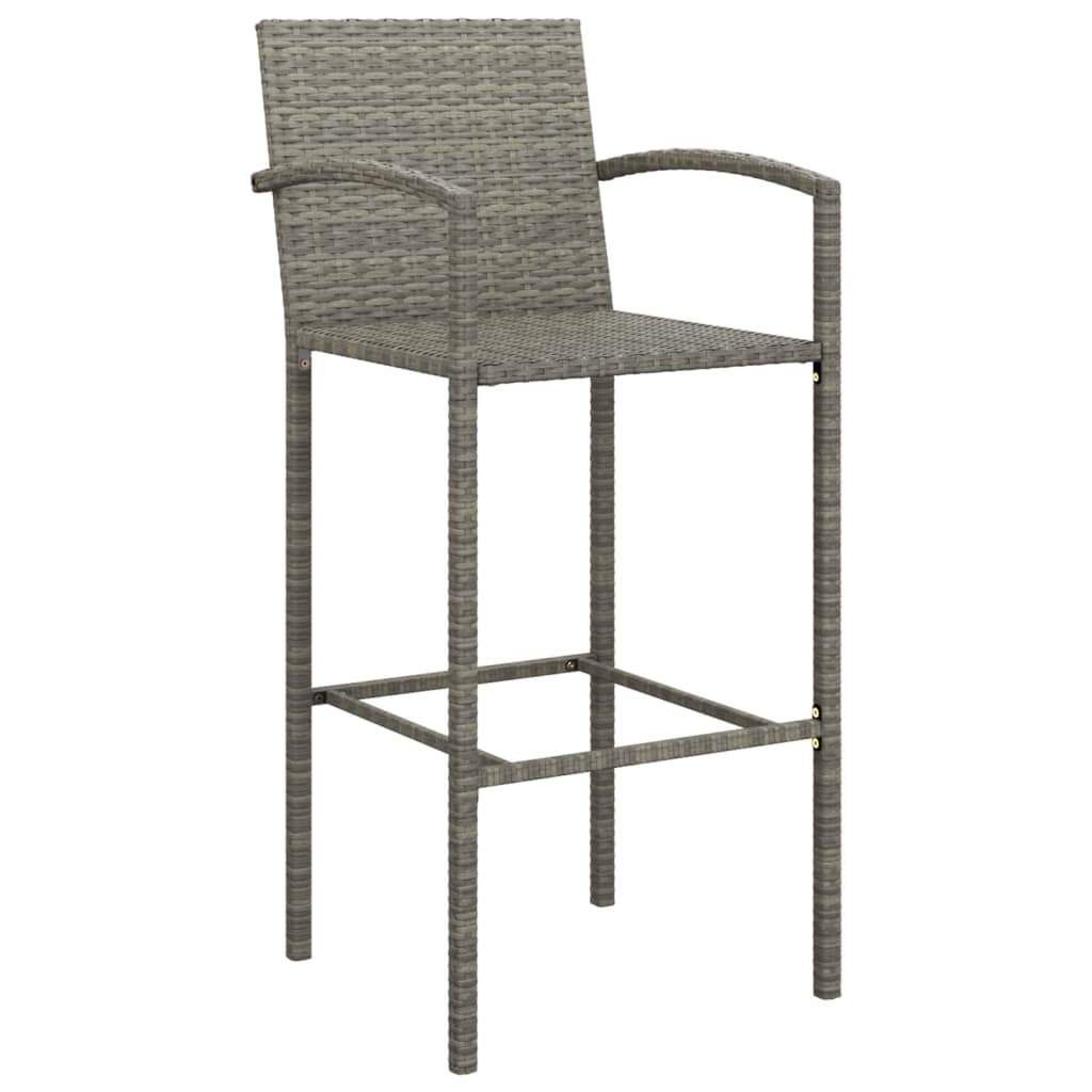 Garden Bar Set | Grey | PE Rattan | Large | Footrest | Garden Bar Set