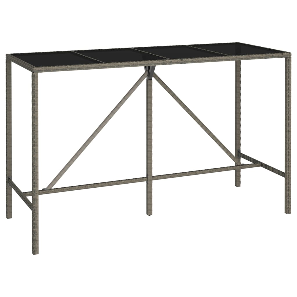 Garden Bar Set | Grey | PE Rattan | Large | Footrest | Garden Bar Set