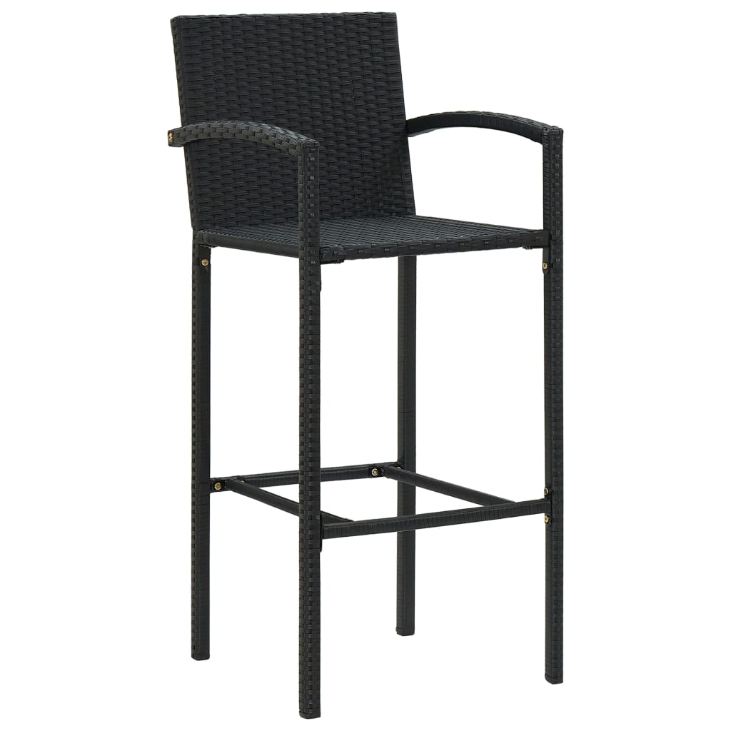 Garden Bar Set | Black | PE rattan, powder-coated steel, tempered glass