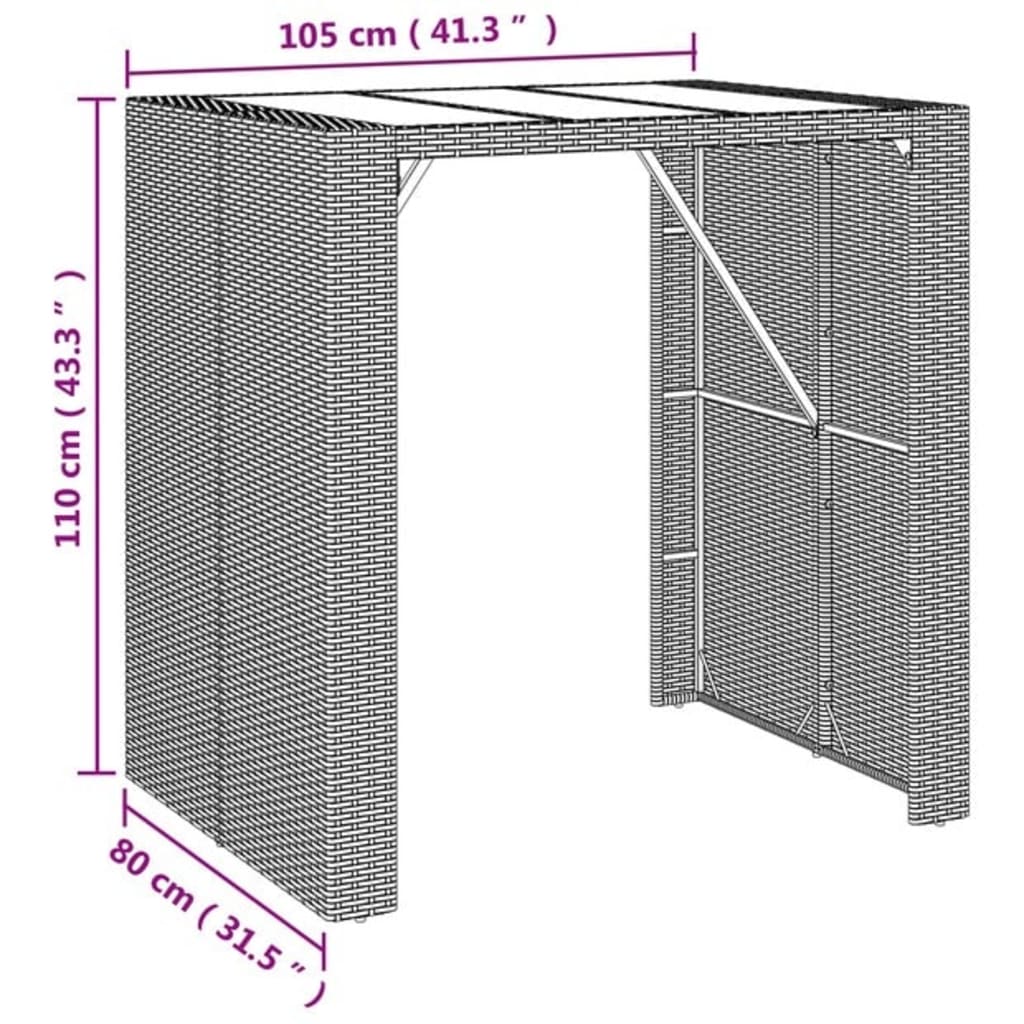 Garden Bar Set | Black | PE rattan, powder-coated steel, tempered glass