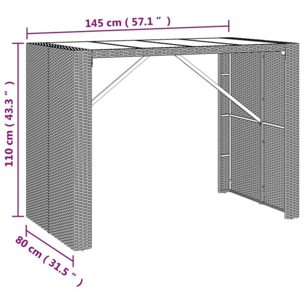 Garden Bar Set | Black | PE rattan | One Size | Ergonomic | Bar Table Set