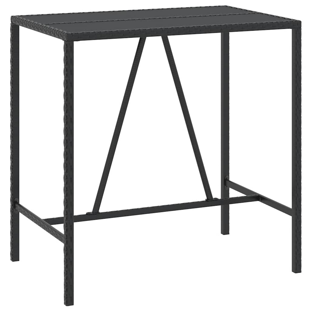 Garden Bar Set | Black | PE rattan | Footrest | Garden Bar Set