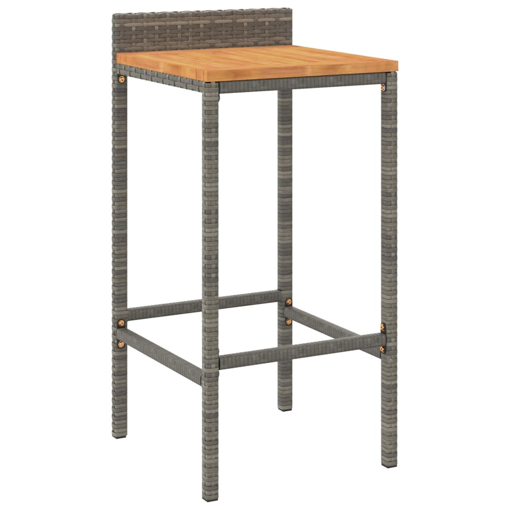 Garden Bar Set | Grey | PE Rattan, Solid Acacia Wood, Powder-Coated Steel