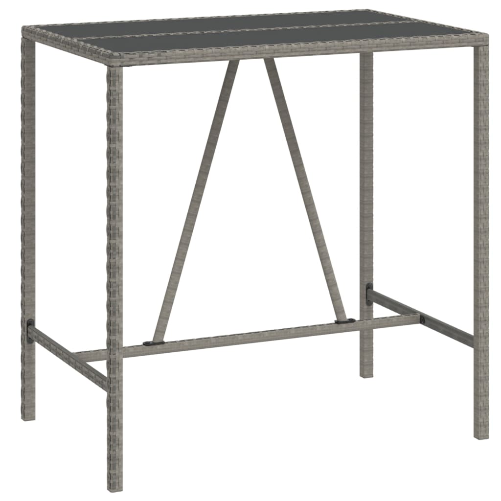 Garden Bar Set | Grey | PE rattan | Large |  Footrest  | Garden Bar Set