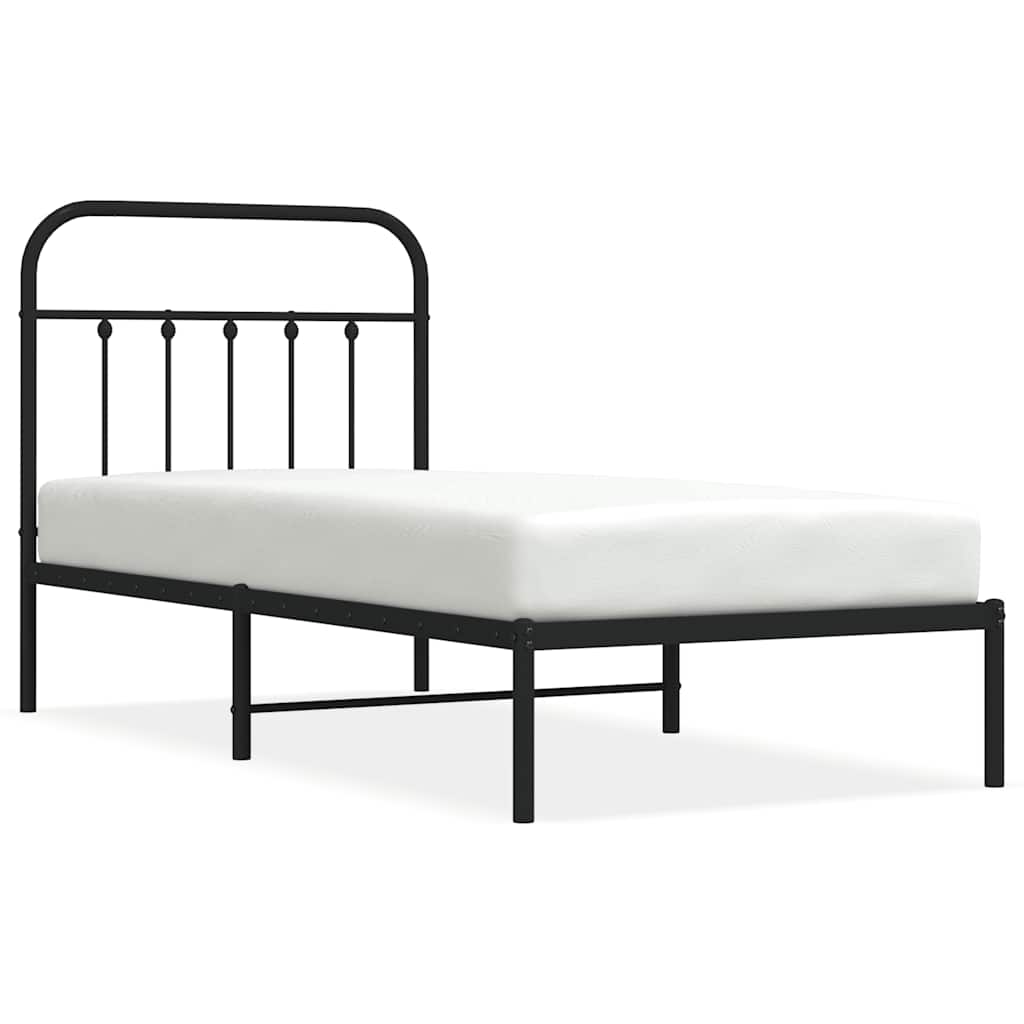 Bed Frame | Black | Powder-Coated Steel | Single | Industrial | Bed Frame