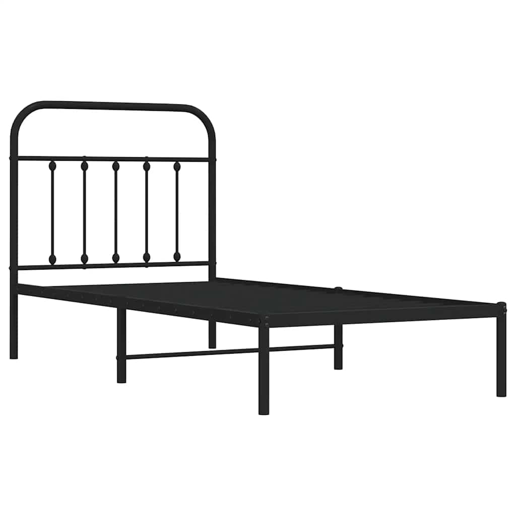 Bed Frame | Black | Powder-Coated Steel | Single | Industrial | Bed Frame