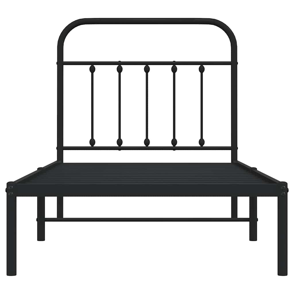 Bed Frame | Black | Powder-Coated Steel | Single | Industrial | Bed Frame