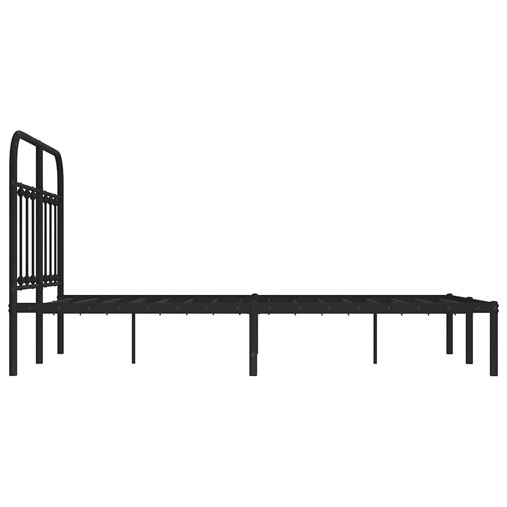 Metal Bed Frame without Mattress with Headboard Black 120x190cm