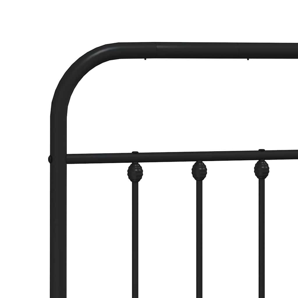 Metal Bed Frame without Mattress with Headboard Black 120x190cm