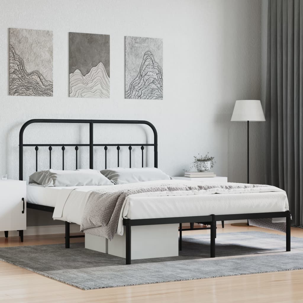 Bed Frame | Black | Powder-coated steel | 140x190 cm | Bed Frame