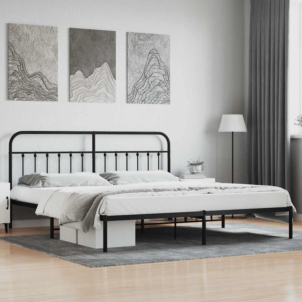 Bed Frame | Black | Powder-Coated Steel | Double | Industrial | Bed Frame