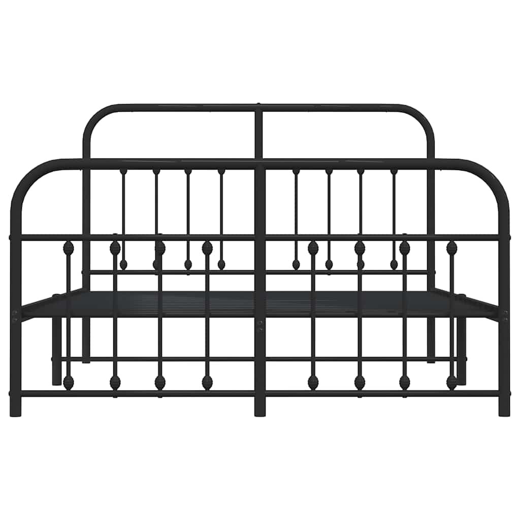 Metal Bed Frame without Mattress with Footboard Black 135x190cm
