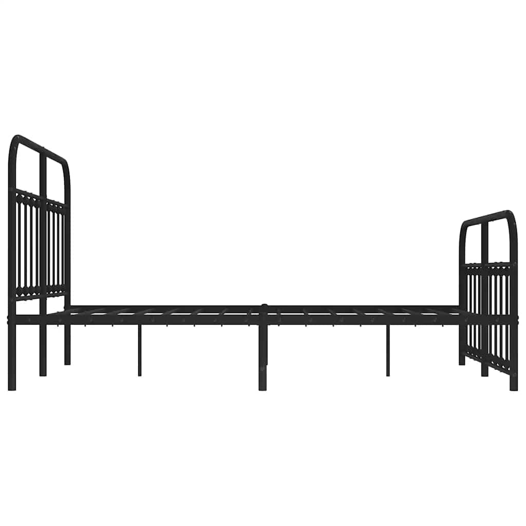 Metal Bed Frame without Mattress with Footboard Black 135x190cm