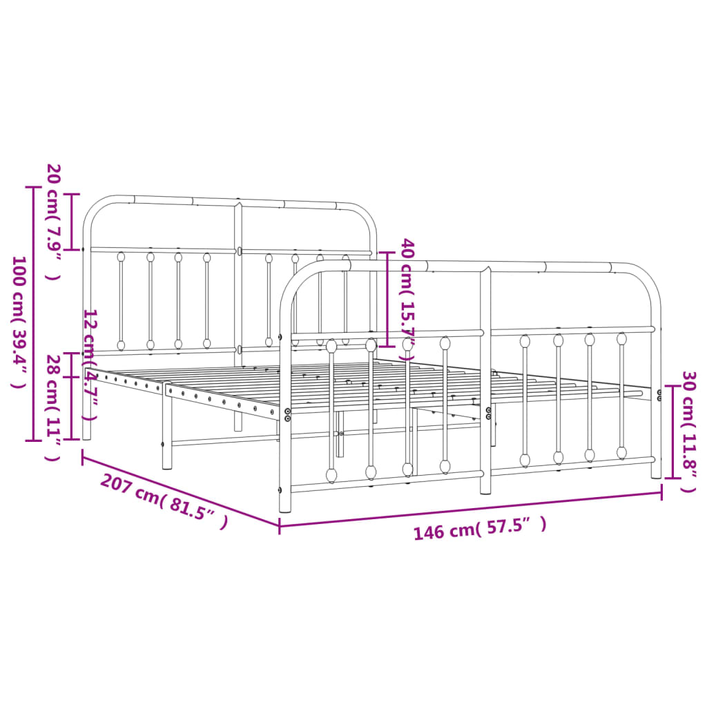 Bed Frame | Black | Bed Frame | Metal Bed Frame | Double Bed | Black Bed