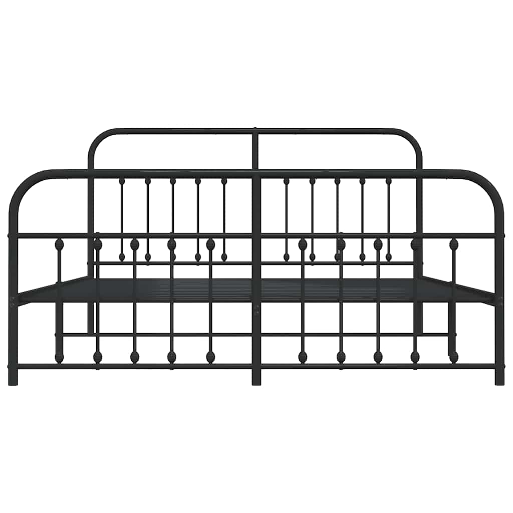 Metal Bed Frame without Mattress with Footboard Black 183x213cm